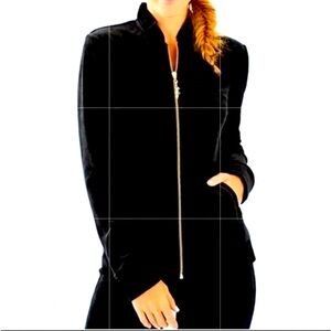 Lilly Pulitzer Larina Zip Up Black Velour Jacket